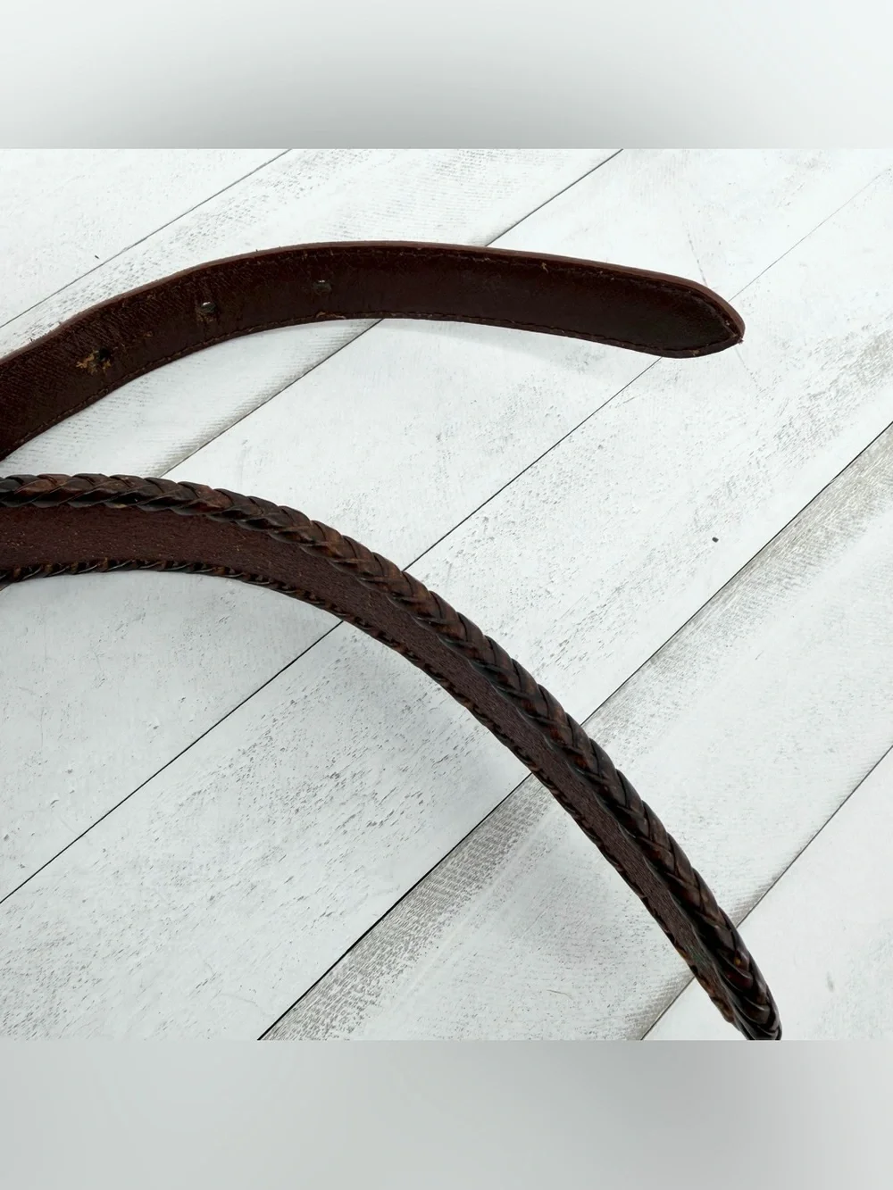 Resistol Size 38 Leather Ranger Belt Brown Braided Buckstitch Western Buckle